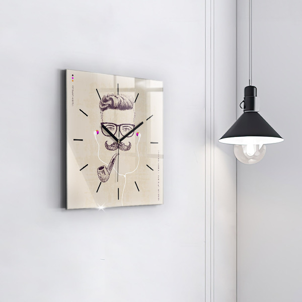 Reloj de pared cuadrado Hombre con pipa