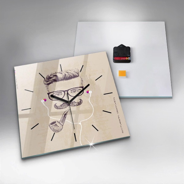 Reloj de pared cuadrado Hombre con pipa