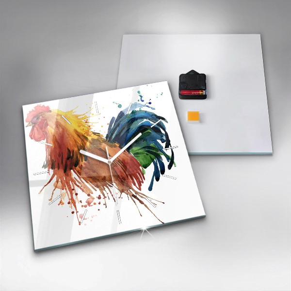 Reloj cuadrado Gallo colorido