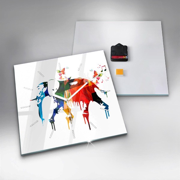 Reloj de pared cuadrado Elefante pintado de colores