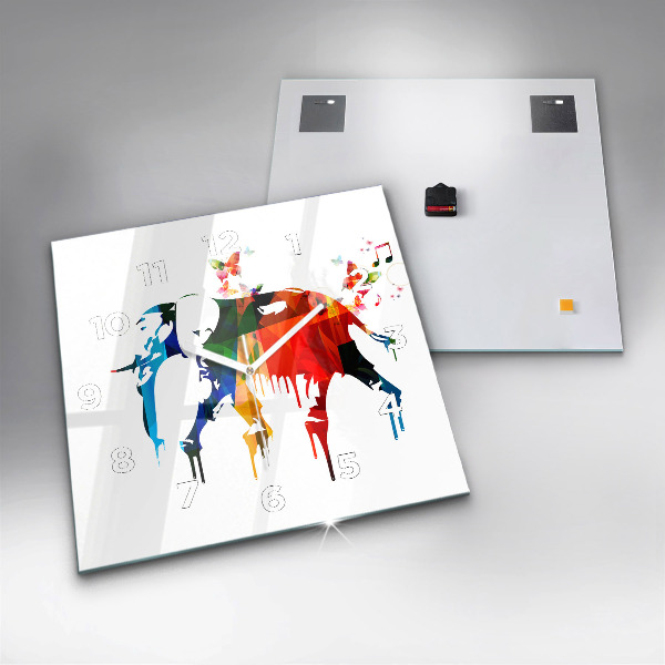 Reloj de pared cuadrado Elefante pintado de colores