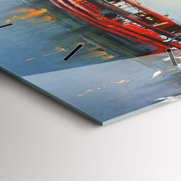 Reloj cuadrado Barco de pesca en el puerto