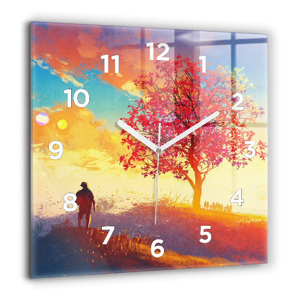 Reloj de pared cuadrado Paisaje otoñal