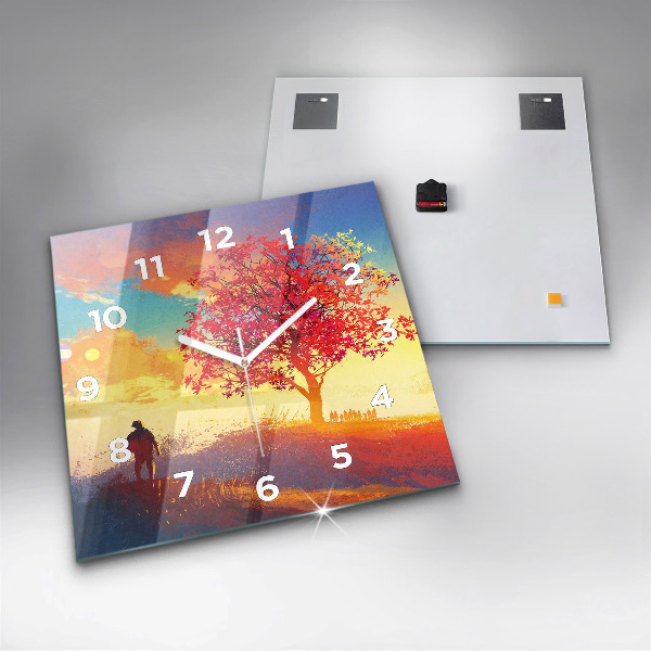 Reloj de pared cuadrado Paisaje otoñal