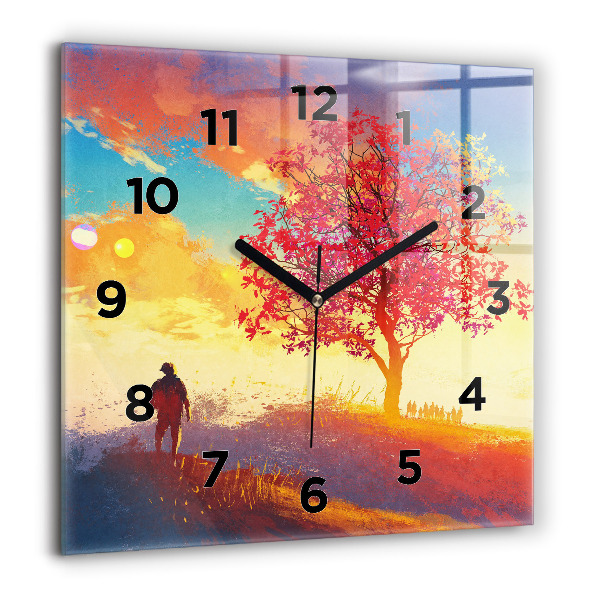 Reloj de pared cuadrado Paisaje otoñal