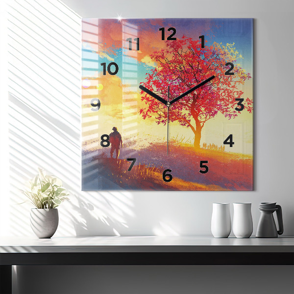 Reloj de pared cuadrado Paisaje otoñal