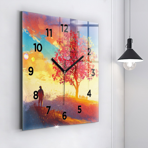 Reloj de pared cuadrado Paisaje otoñal