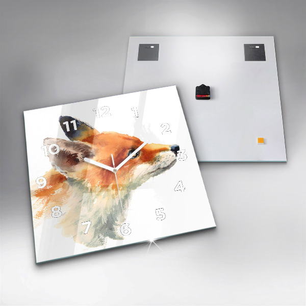 Reloj cuadrado Acuarela joven zorro