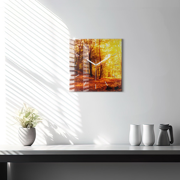 Reloj de pared cuadrado Paisaje forestal al sol