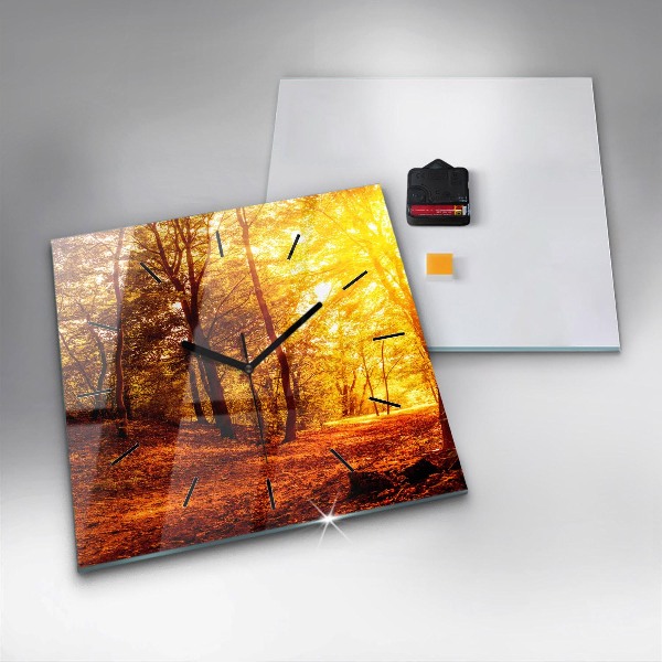 Reloj de pared cuadrado Paisaje forestal al sol