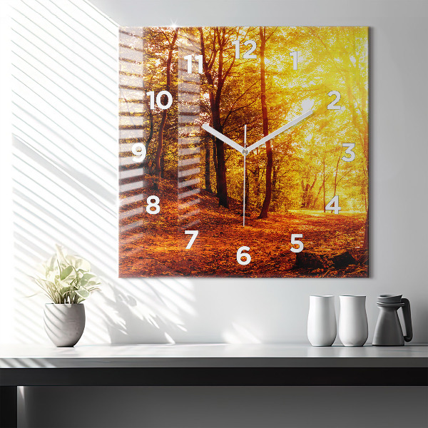Reloj de pared cuadrado Paisaje forestal al sol