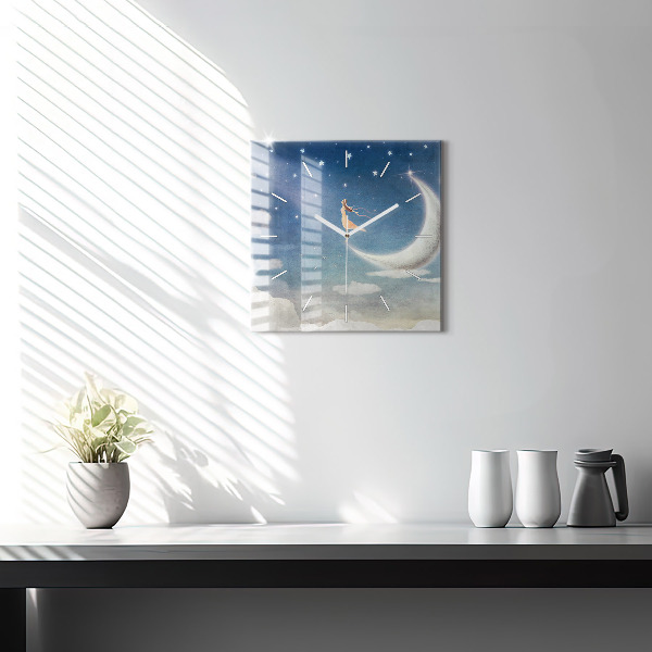 Reloj cuadrado Chica en la luna