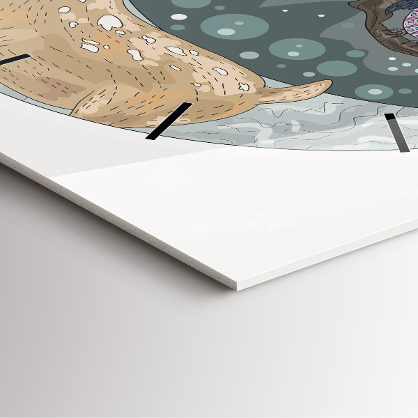 Reloj de pared cuadrado Animales nocturnos Luna