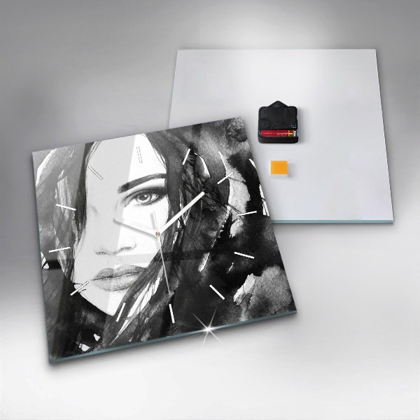 Reloj cuadrado Retrato de mujer acuarela