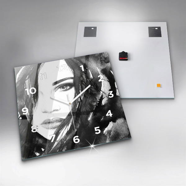 Reloj cuadrado Retrato de mujer acuarela