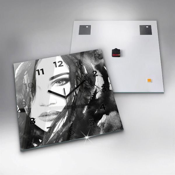 Reloj cuadrado Retrato de mujer acuarela