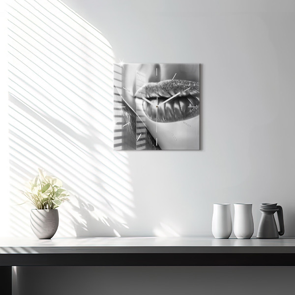Reloj de pared cuadrado Boca de mujer