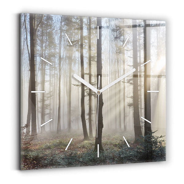 Reloj de pared cuadrado Bosque en niebla