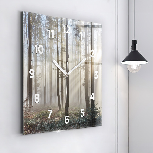 Reloj de pared cuadrado Bosque en niebla