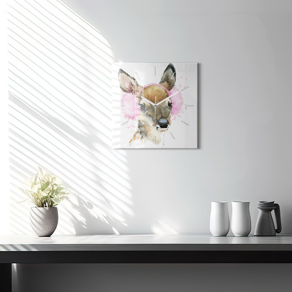 Reloj de pared cuadrado Ciervos del bosque