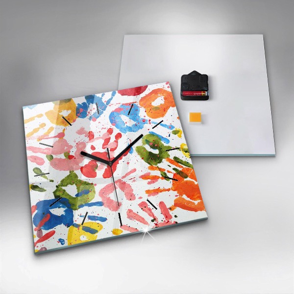 Reloj de pared cuadrado Huellas de manos de niños