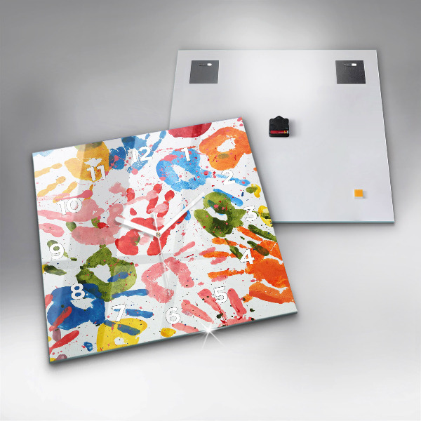 Reloj de pared cuadrado Huellas de manos de niños