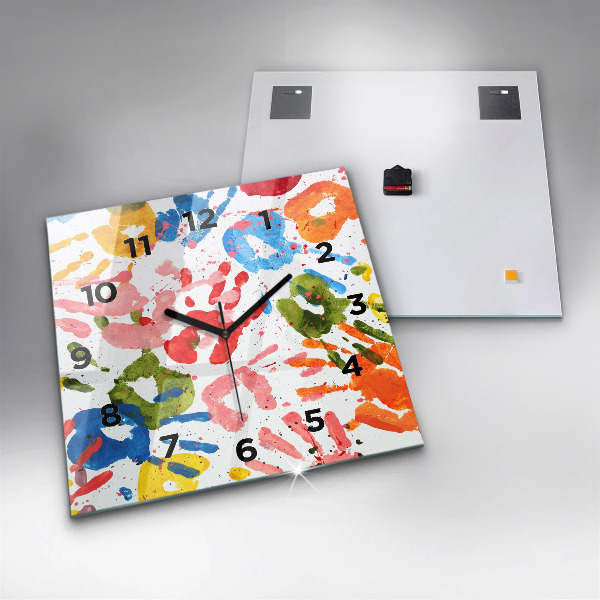 Reloj de pared cuadrado Huellas de manos de niños