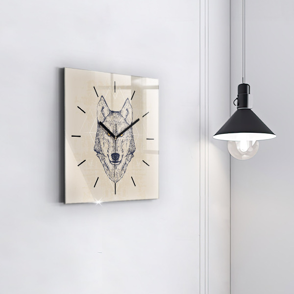 Reloj de pared cuadrado Cabeza de lobo