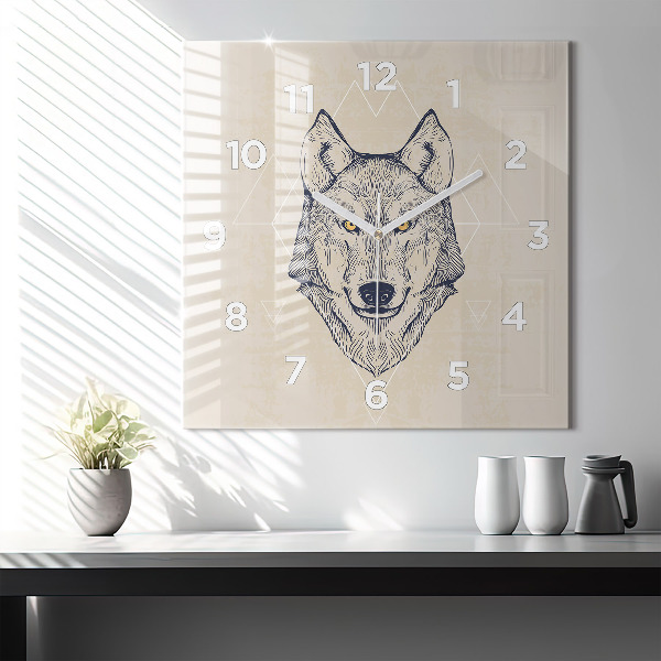 Reloj de pared cuadrado Cabeza de lobo