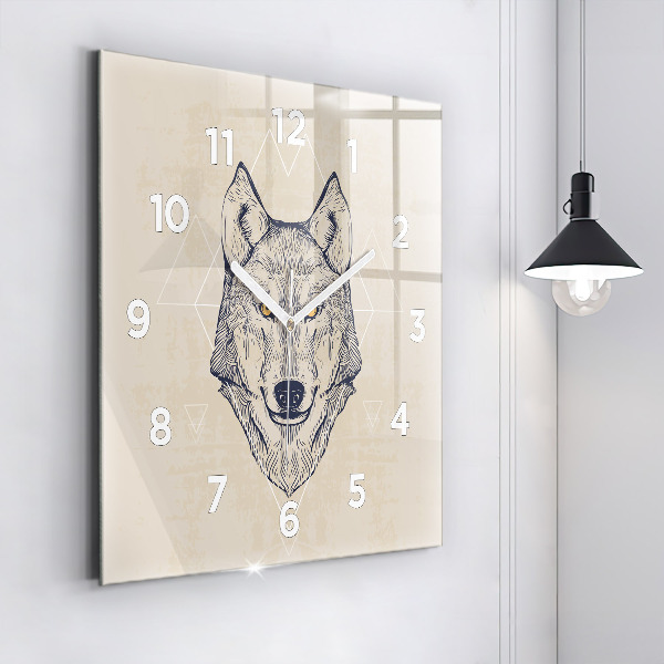 Reloj de pared cuadrado Cabeza de lobo