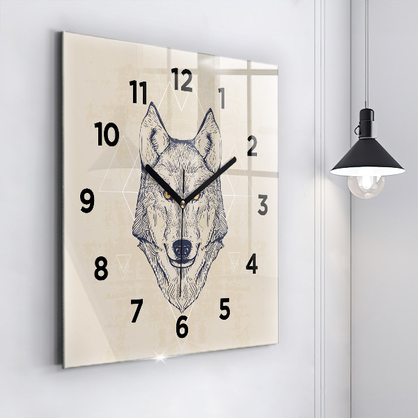 Reloj de pared cuadrado Cabeza de lobo