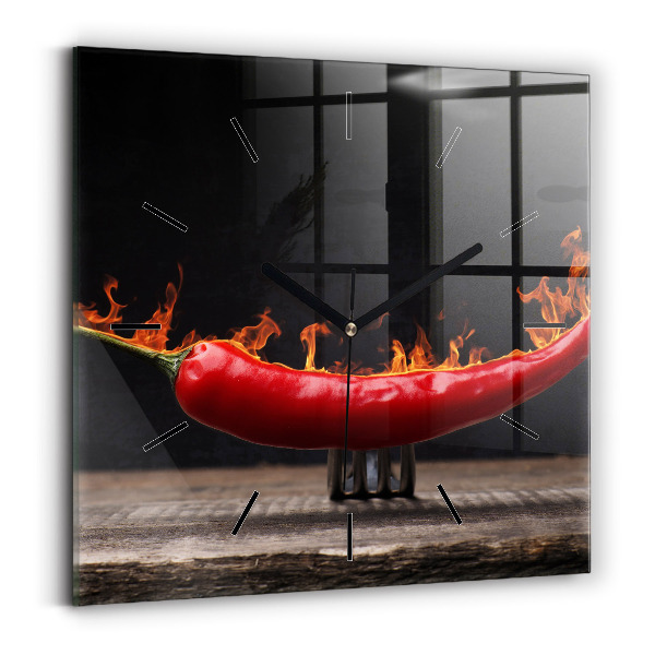 Reloj de pared cuadrado Pimiento pepperoni