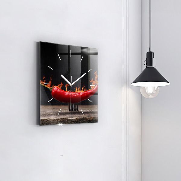 Reloj de pared cuadrado Pimiento pepperoni