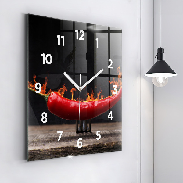 Reloj de pared cuadrado Pimiento pepperoni