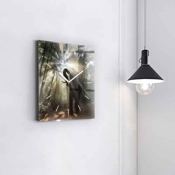 Reloj de pared cuadrado Elefante en la jungla