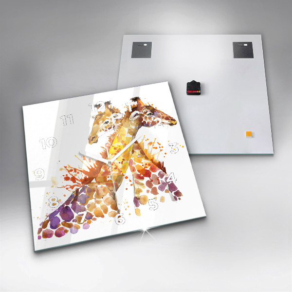 Reloj cuadrado Jirafa acuarela