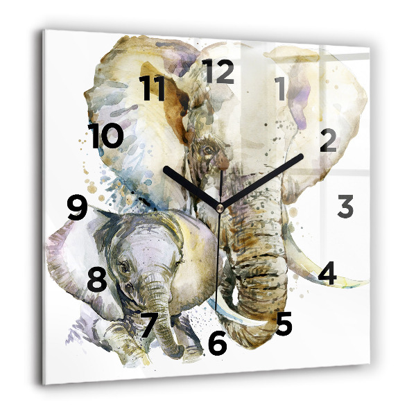 Reloj de pared cuadrado Animales pintados Elefante
