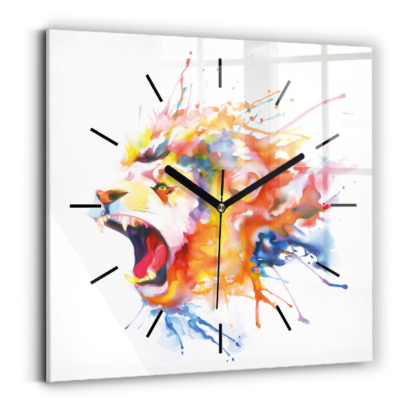 Reloj de pared cuadrado León - acuarela