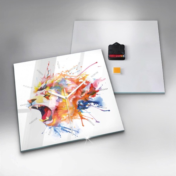 Reloj de pared cuadrado León - acuarela