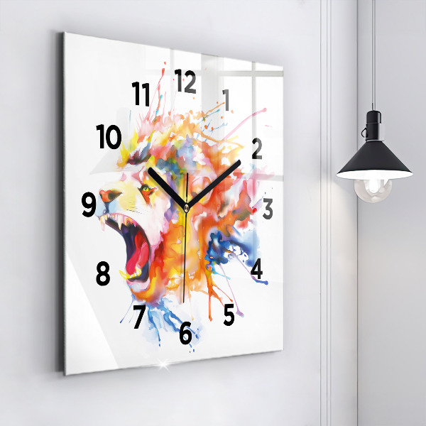 Reloj de pared cuadrado León - acuarela