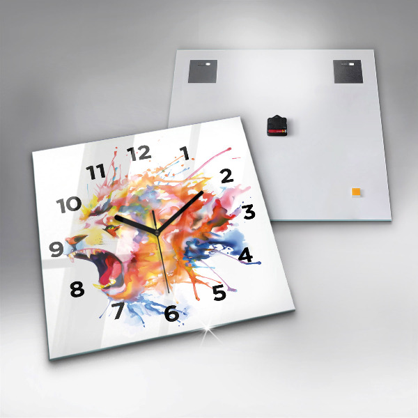 Reloj de pared cuadrado León - acuarela