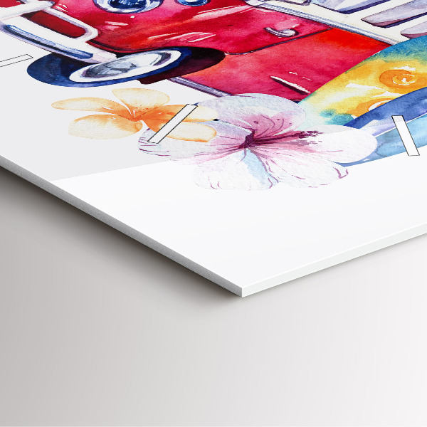 Reloj de pared cuadrado Coche y cartel Surf