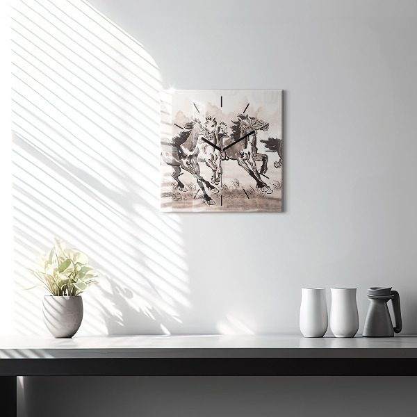 Reloj de pared cuadrado Caballos al galope