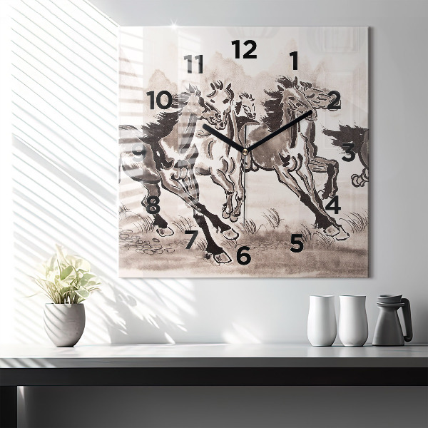 Reloj de pared cuadrado Caballos al galope