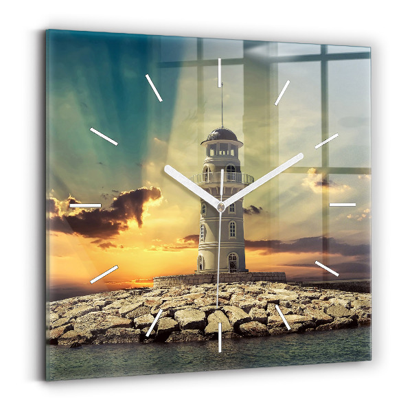 Reloj cuadrado Faro en el mar