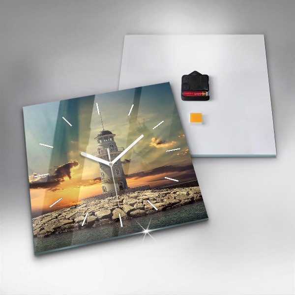 Reloj cuadrado Faro en el mar