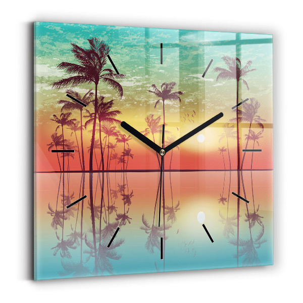 Reloj cuadrado Palmeras tropicales