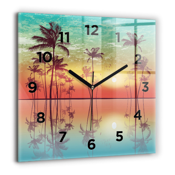 Reloj cuadrado Palmeras tropicales