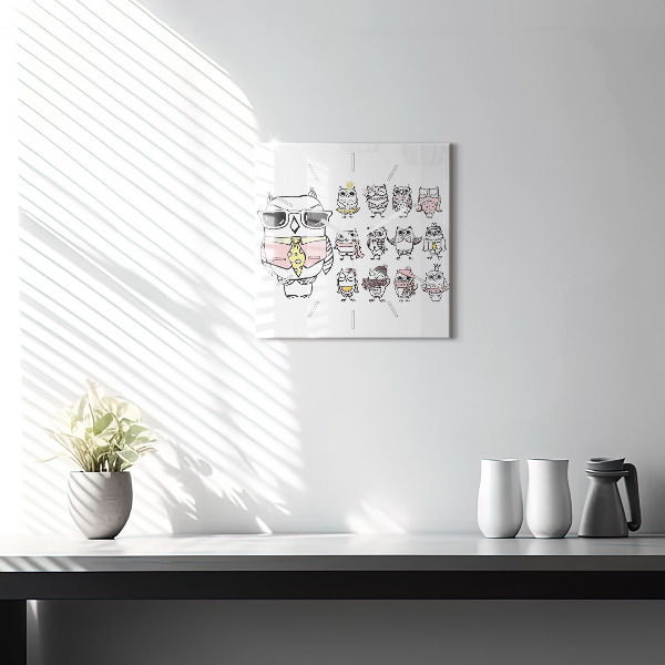 Reloj cuadrado Póster vintage con búhos