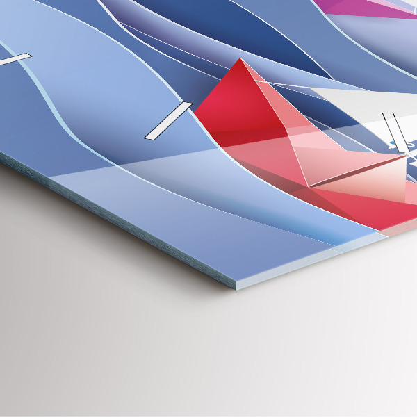 Reloj de pared cuadrado Origami de veleros de colores